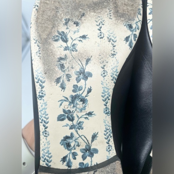 Gucci Black Leather Snake skin bow embellished GG Ballerina flats EU 38.5 - Picture 11 of 13